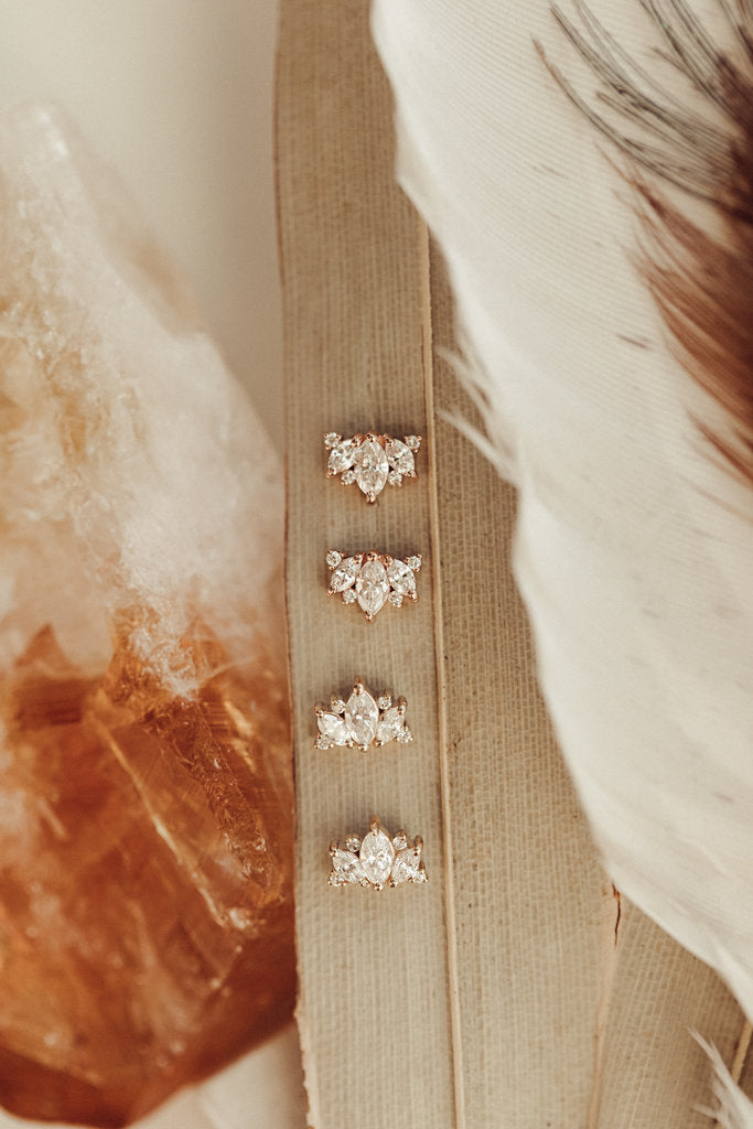 Mutli Stone Marquise Cut Moissanite Engagemnt Stud Earring