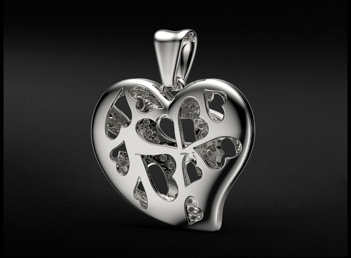 Stylish Pendant Heart Love With Moissanite Diamonds