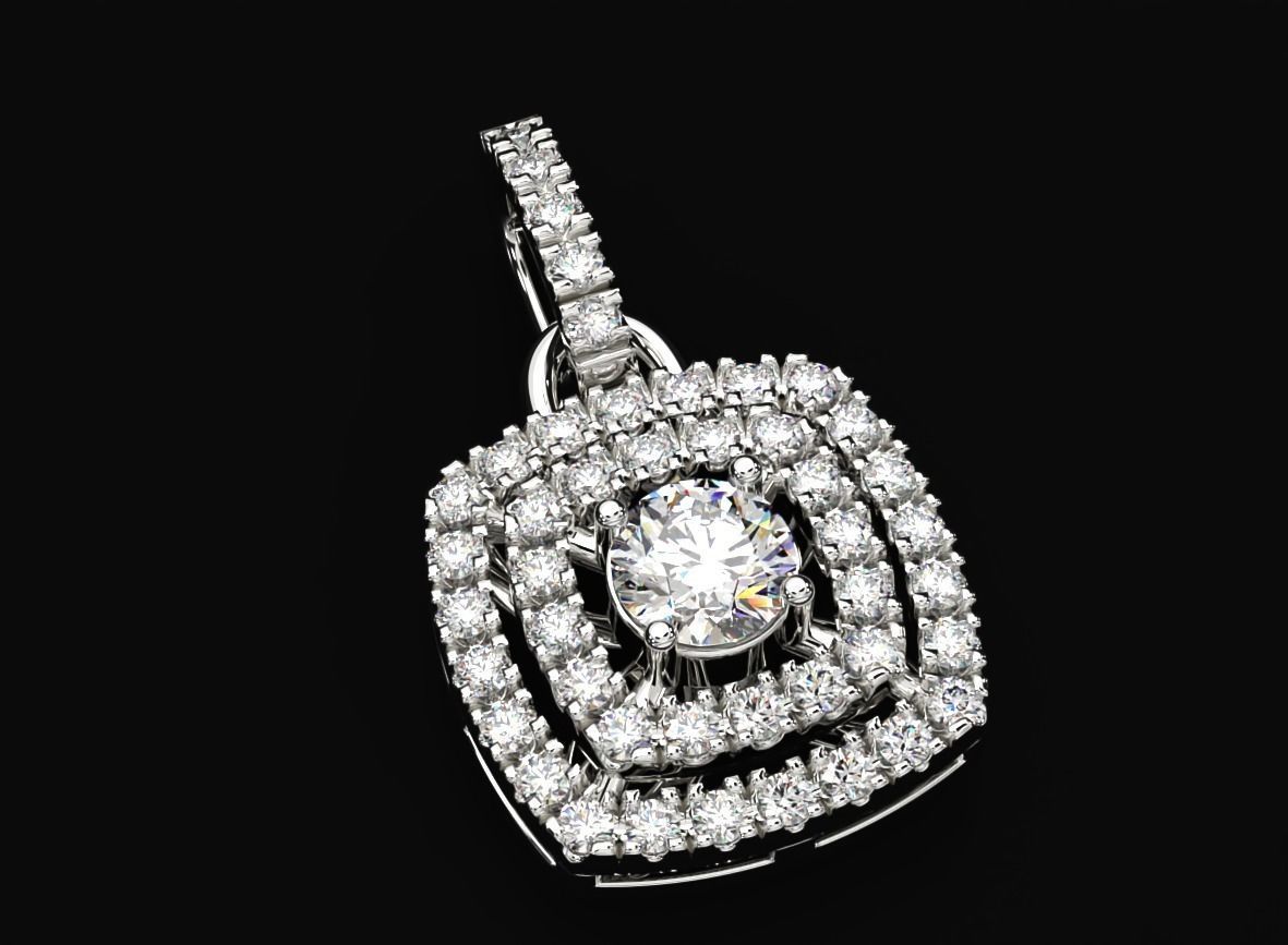 Stylish Pendant With Double Halo Moissanite Diamonds For Girls