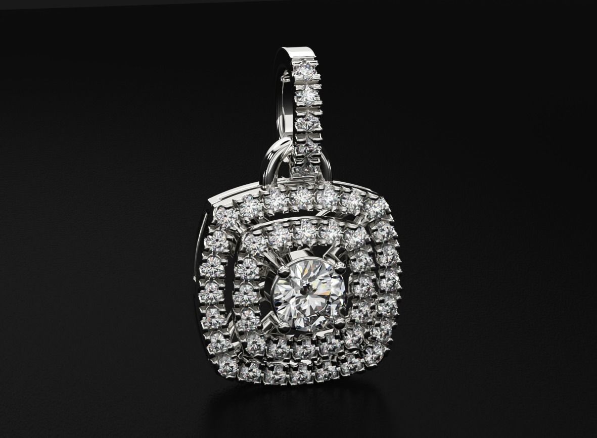 Stylish Pendant With Double Halo Moissanite Diamonds For Girls