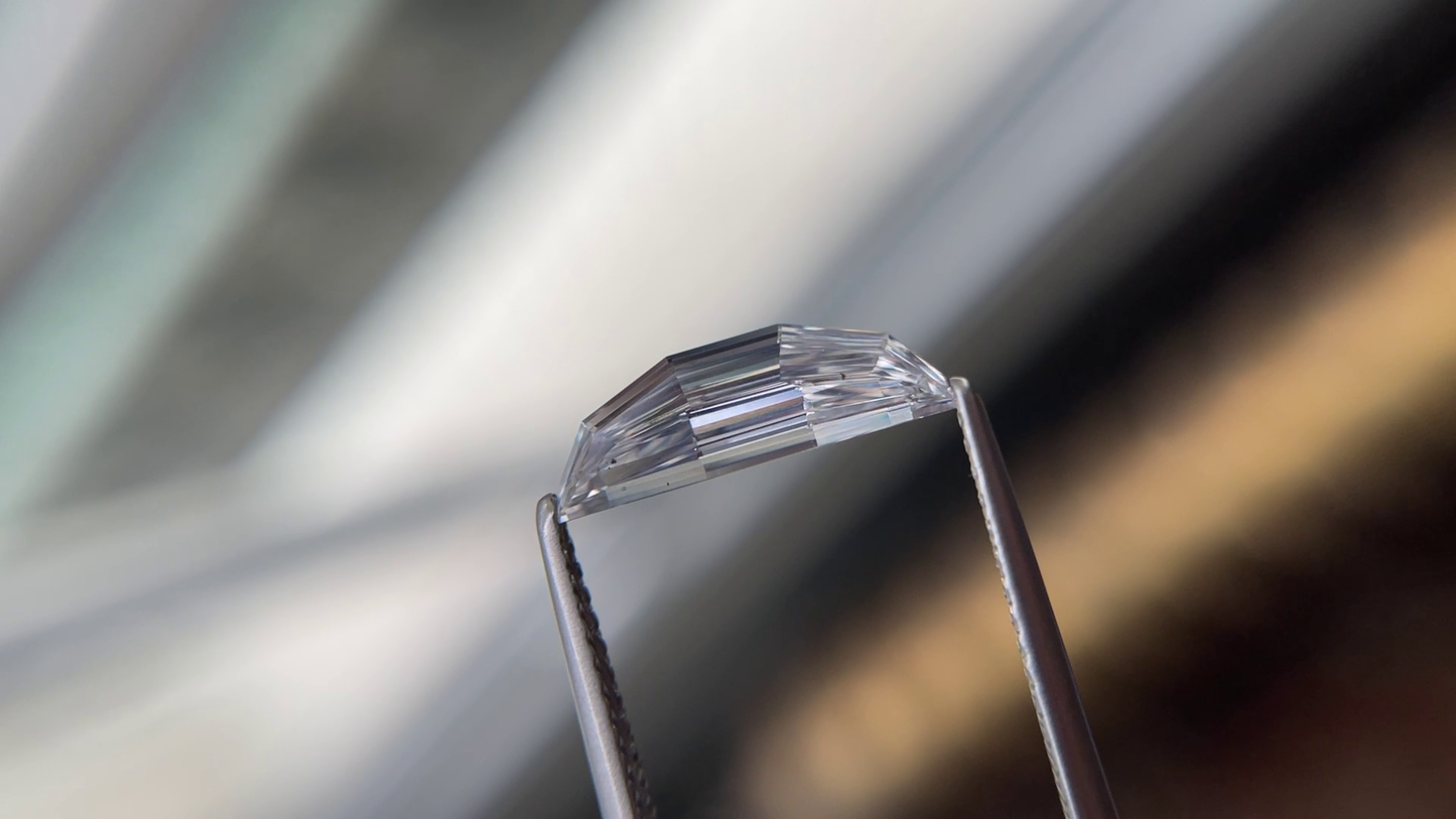 Colorless Step Cut Half Moon Moissanite Loose