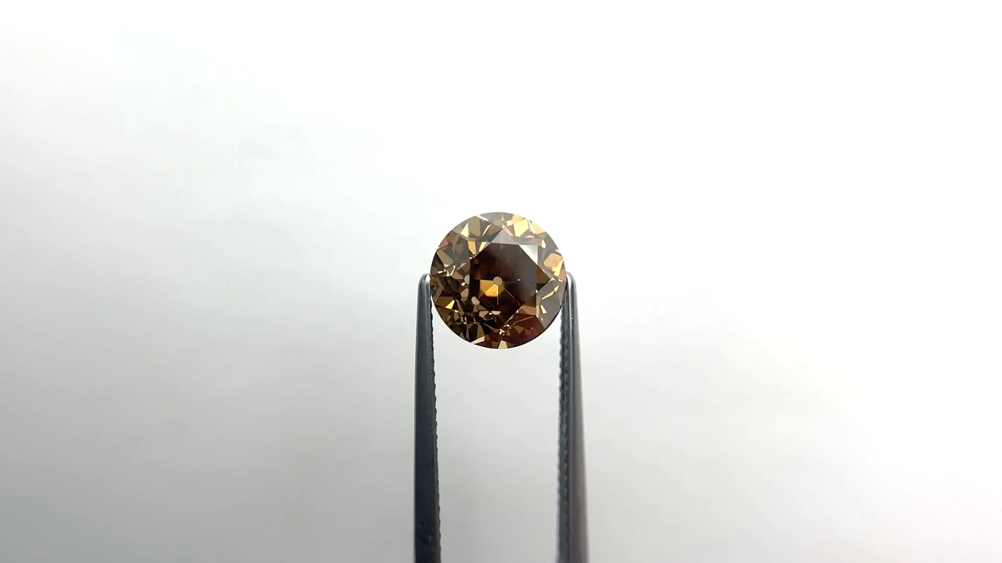 Antique Champagne Old European Cut Round Moissanite For Engagement Ring For Him/ Rare Unique Loose Moissanite Stone/ Bridal Diamond Ring