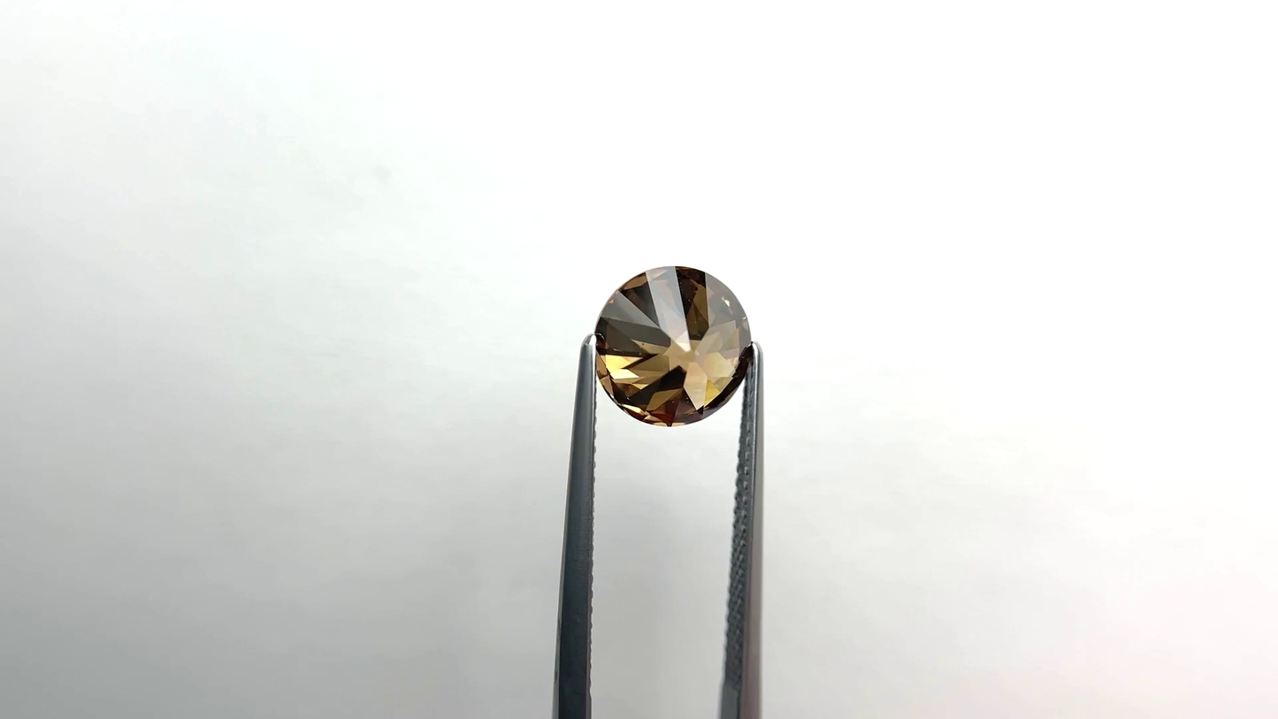 Antique Champagne Old European Cut Round Moissanite For Engagement Ring For Him/ Rare Unique Loose Moissanite Stone/ Bridal Diamond Ring