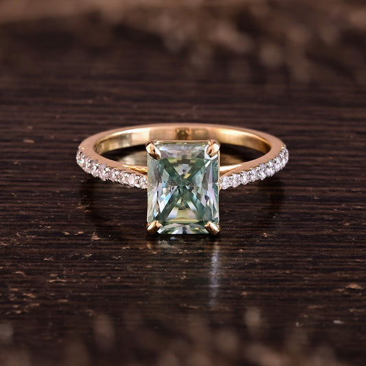 Green Radiant Cut Moissanite Solitaire Bridesmaid Gift For Her