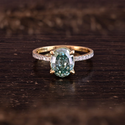 Hidden Halo Oval Step-Cut Moissanite Bridesmaid Gift For Her