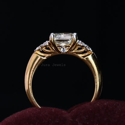 Starling Light Yellow Cushion Cut Moissanite Engagement Ring