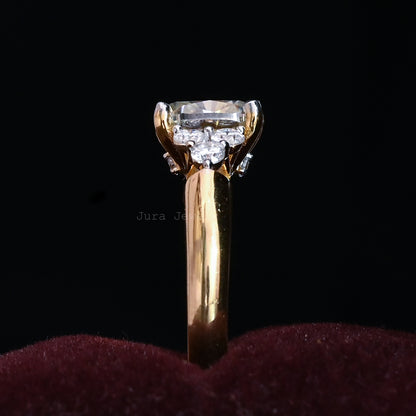 Starling Light Yellow Cushion Cut Moissanite Engagement Ring