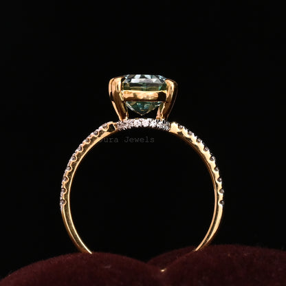 Hidden Halo Oval Step-Cut Moissanite Bridesmaid Gift For Her