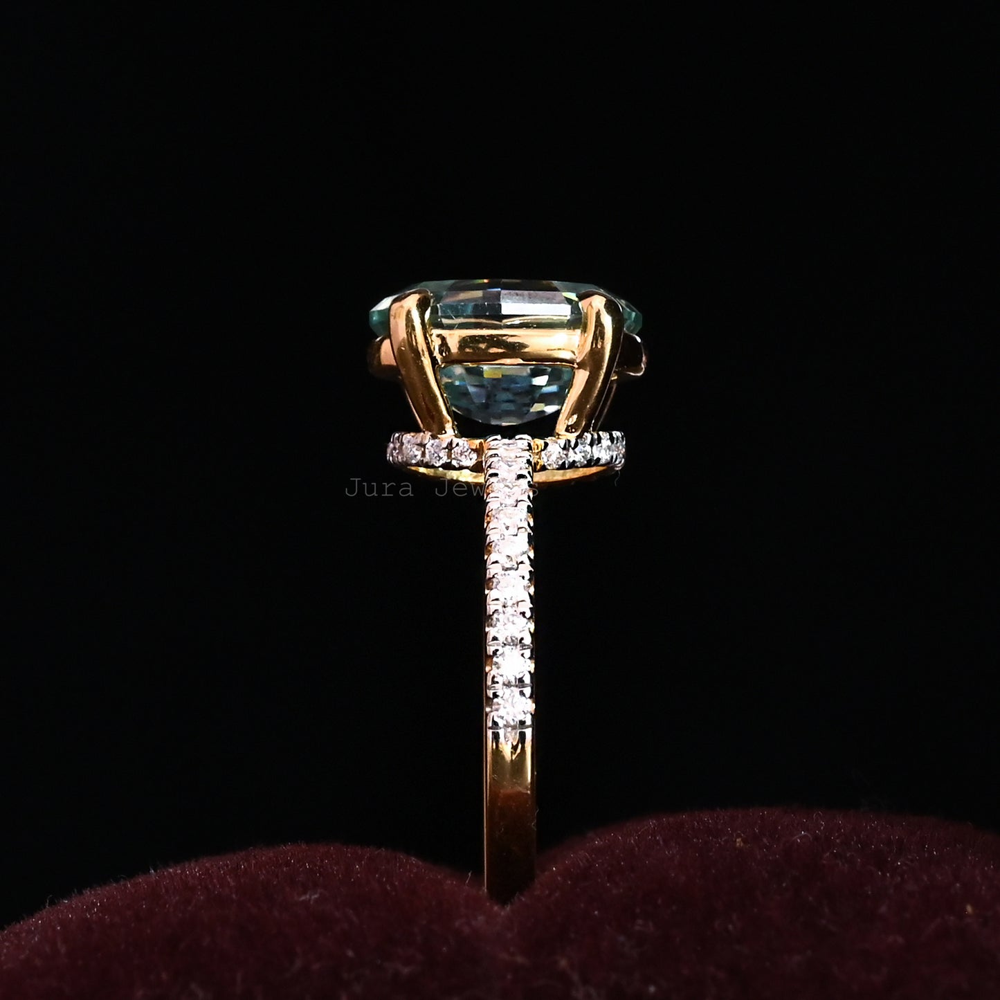 Hidden Halo Oval Step-Cut Moissanite Bridesmaid Gift For Her