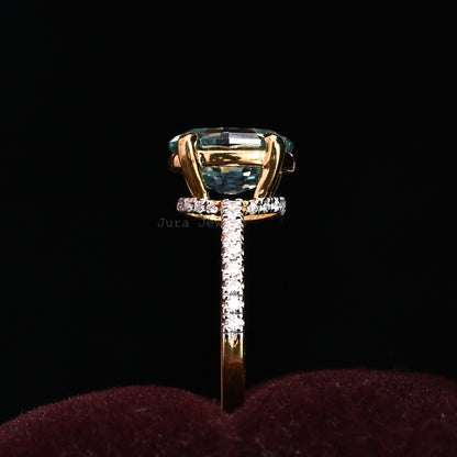 Hidden Halo Oval Step-Cut Moissanite Bridesmaid Gift For Her