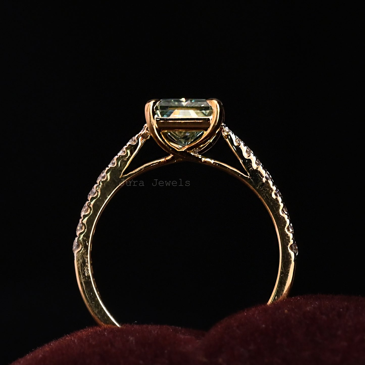 Green Radiant Cut Moissanite Solitaire Bridesmaid Gift For Her