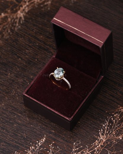 Hidden Halo Oval Step-Cut Moissanite Bridesmaid Gift For Her