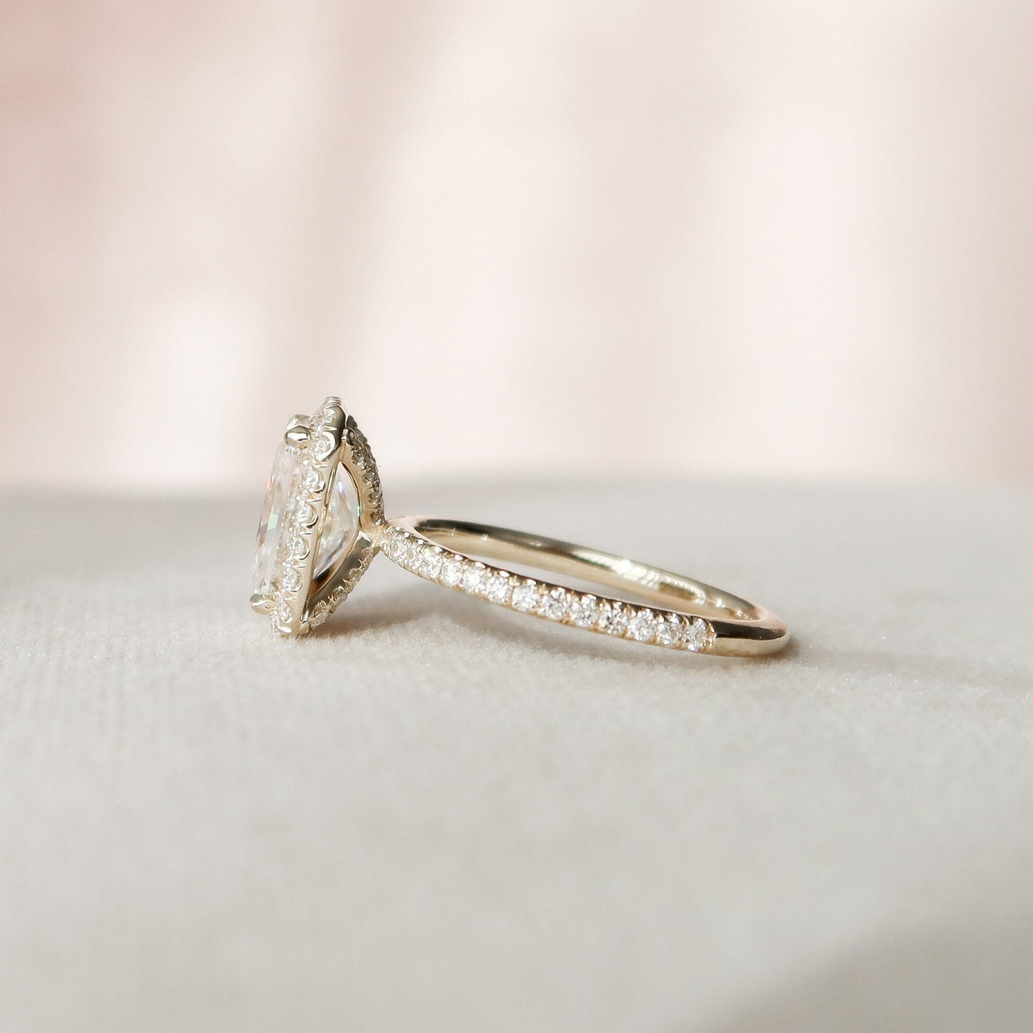 Halo Radiant Cut Moissanite Wedding RIng For Him