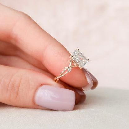 Stunning Twig Radiant Cut Moissanite Anniversary Ring For You