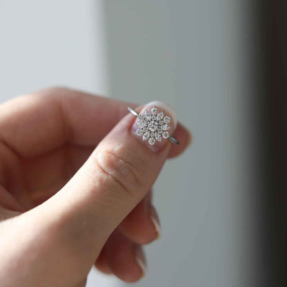 Foral Round Cut Moissanite Cluster Engagement Ring For Her