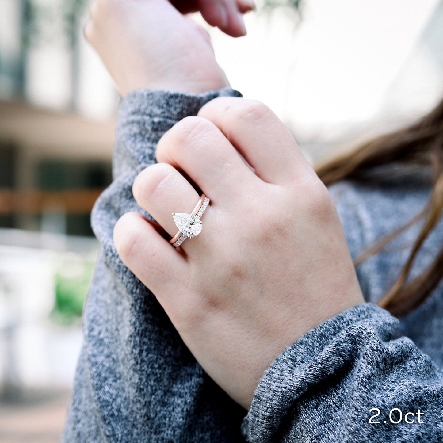 Solitaire Pear Cut Moissanite Anniversary Ring For Her