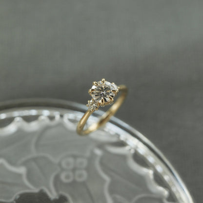 Three Stone Round Cut Moissanite Engagement Ring