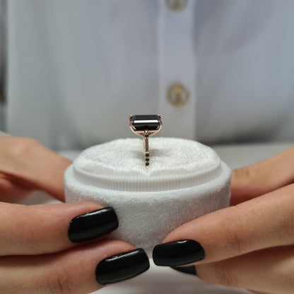 Rare Black Emerald Cut Moissanite Engagement Ring For Her
