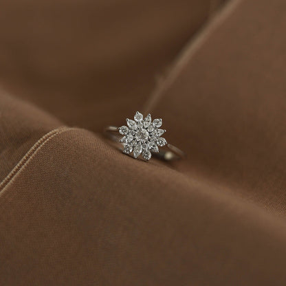 Foral Round Cut Moissanite Cluster Engagement Ring For Her