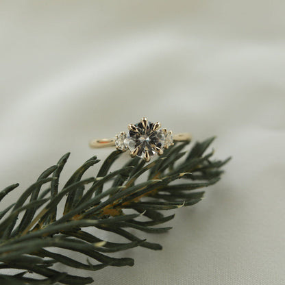Three Stone Round Cut Moissanite Engagement Ring