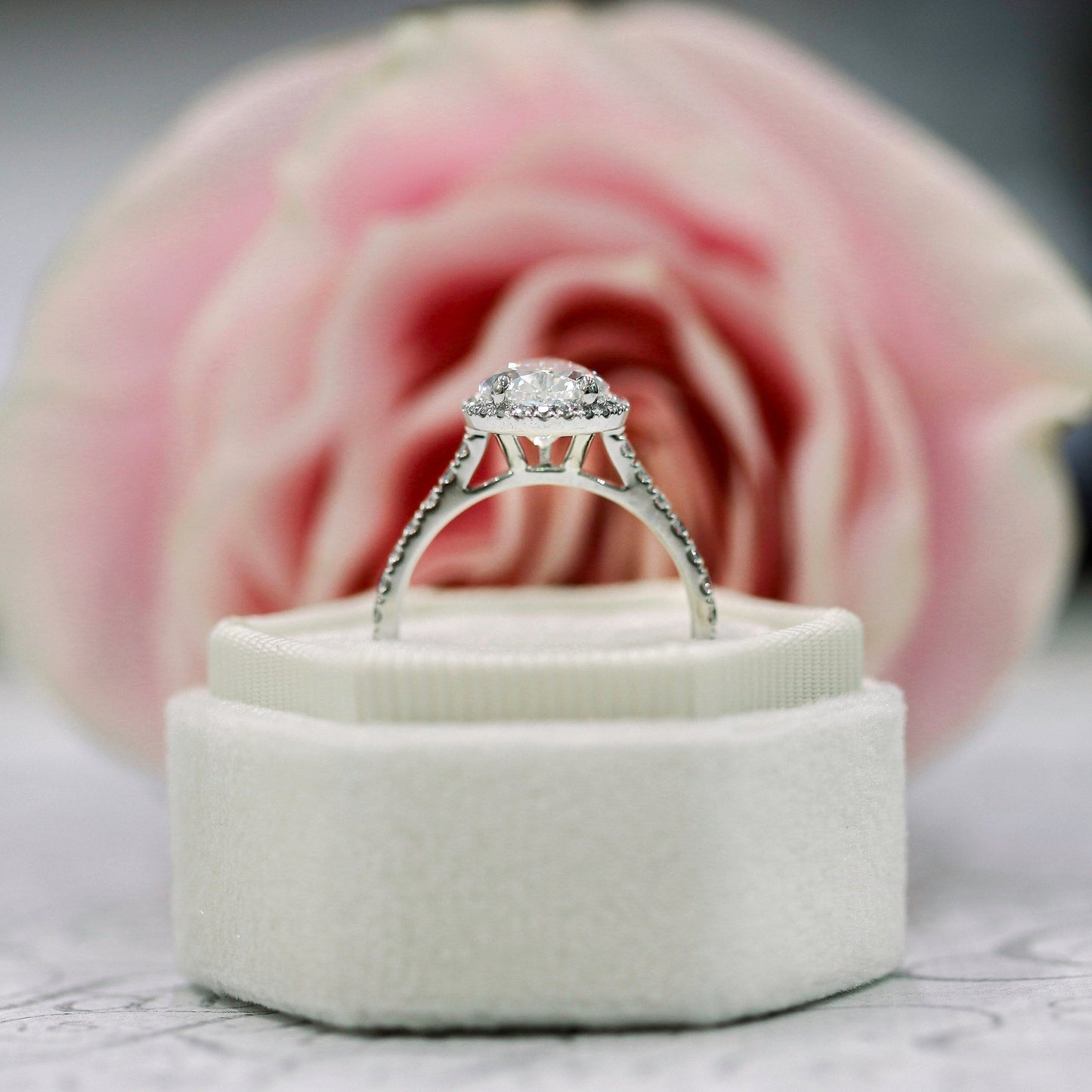 Halo Pave Pear Cut Moissanite Engagement Ring For Her