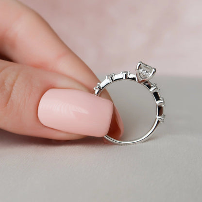 Hidden Halo Radiant Cut Moissanite Bridal Set Bridesmaid Ring Gift For Her