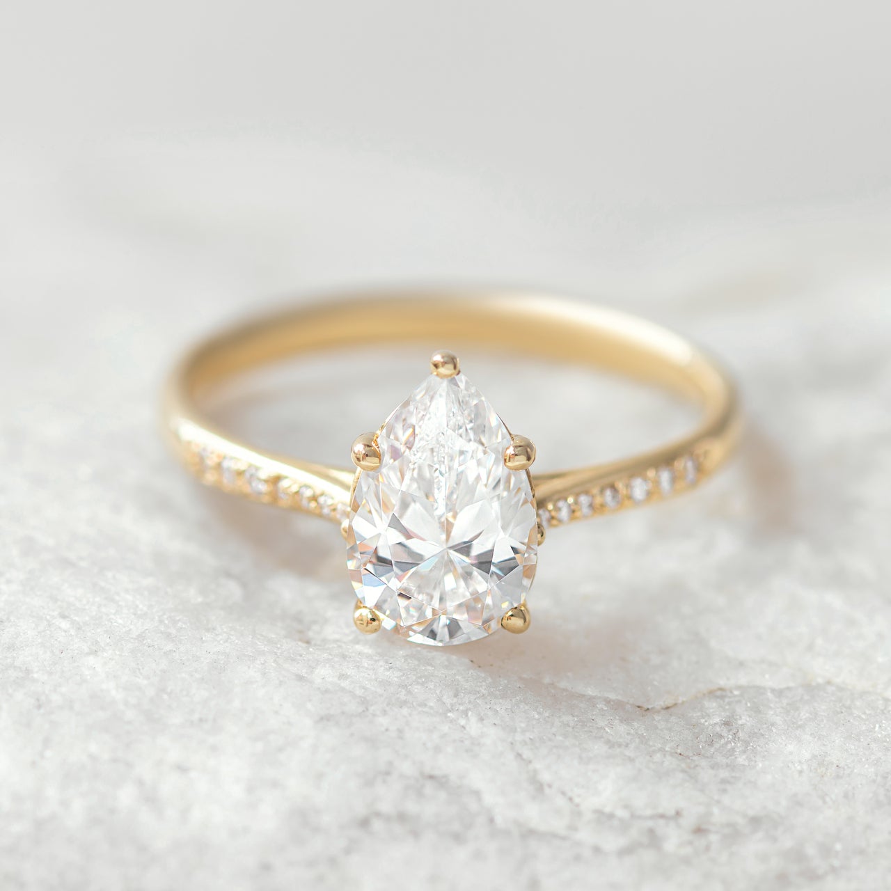 Pave Set Pear Cut Moissanite Engagement Ring For HIm