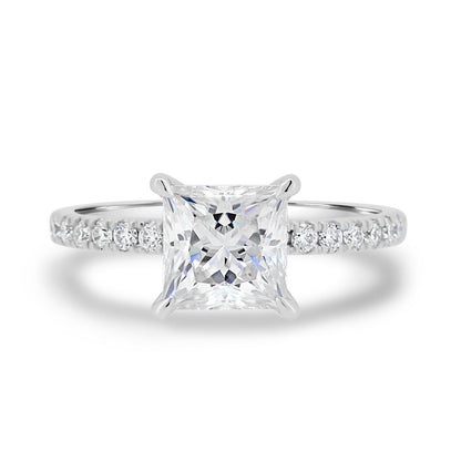 Hidden Halo Princess Cut Moissanite Anniversary Ring For Her