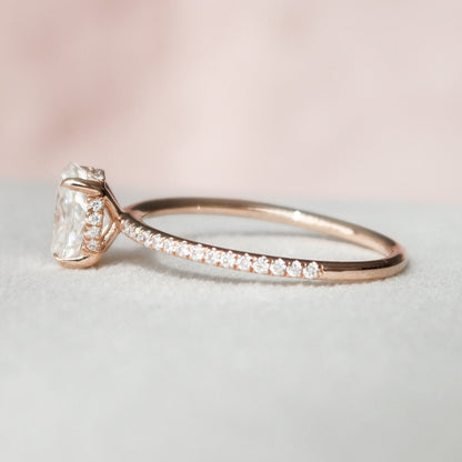 Hidden Halo Oval Cut Moissanite Anniversary Ring