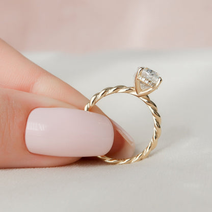 Hidden Halo Oval Cut Moissanite Personalized Ring Gift For Her