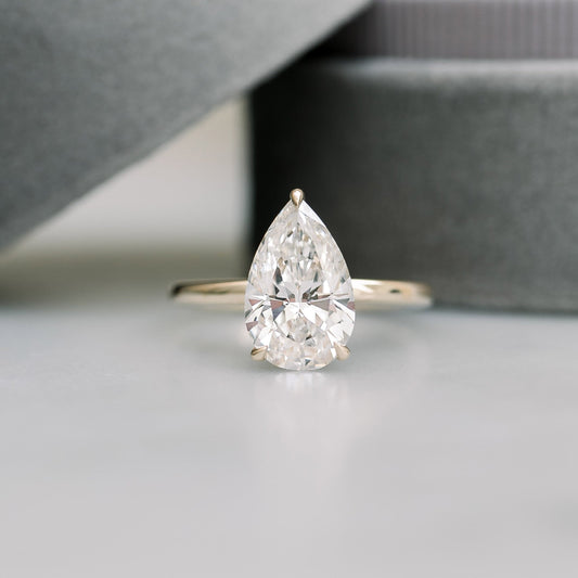 Solitaire Pear Cut Moissanite Anniversary Ring For Her