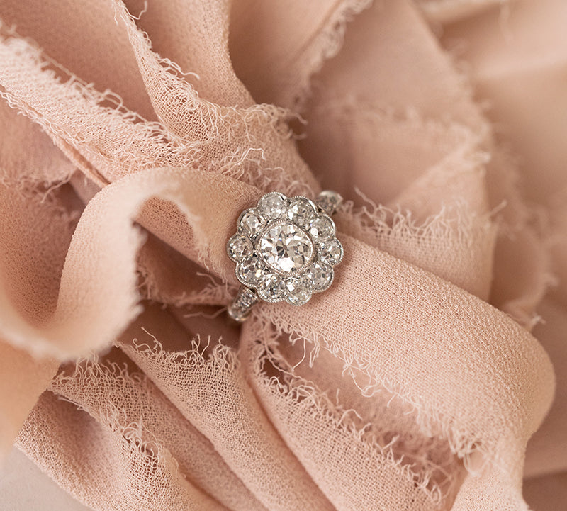 Unique Halo Round Cut Moissanite Engagement Ring For Her