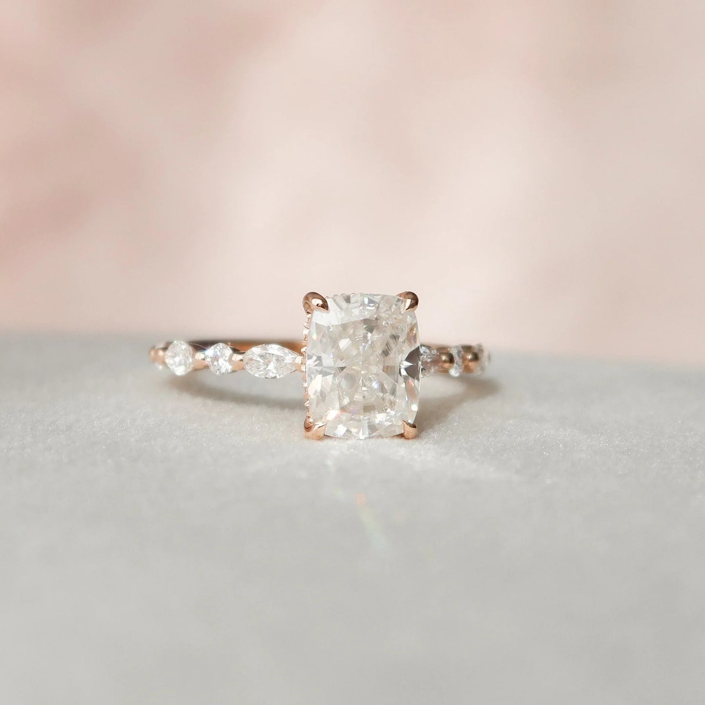 Elongated Cushion Cut Moissanite Promise Anniversary Ring