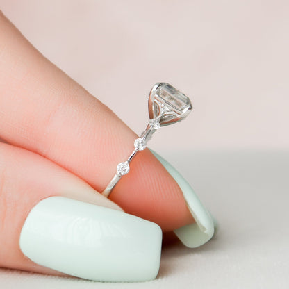 East-West Emerald Cut Moissanite Anniversary Ring For Her