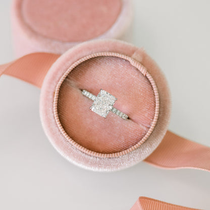 Paved Radiant Cut Moissanite Handmade Wedding Ring For Her