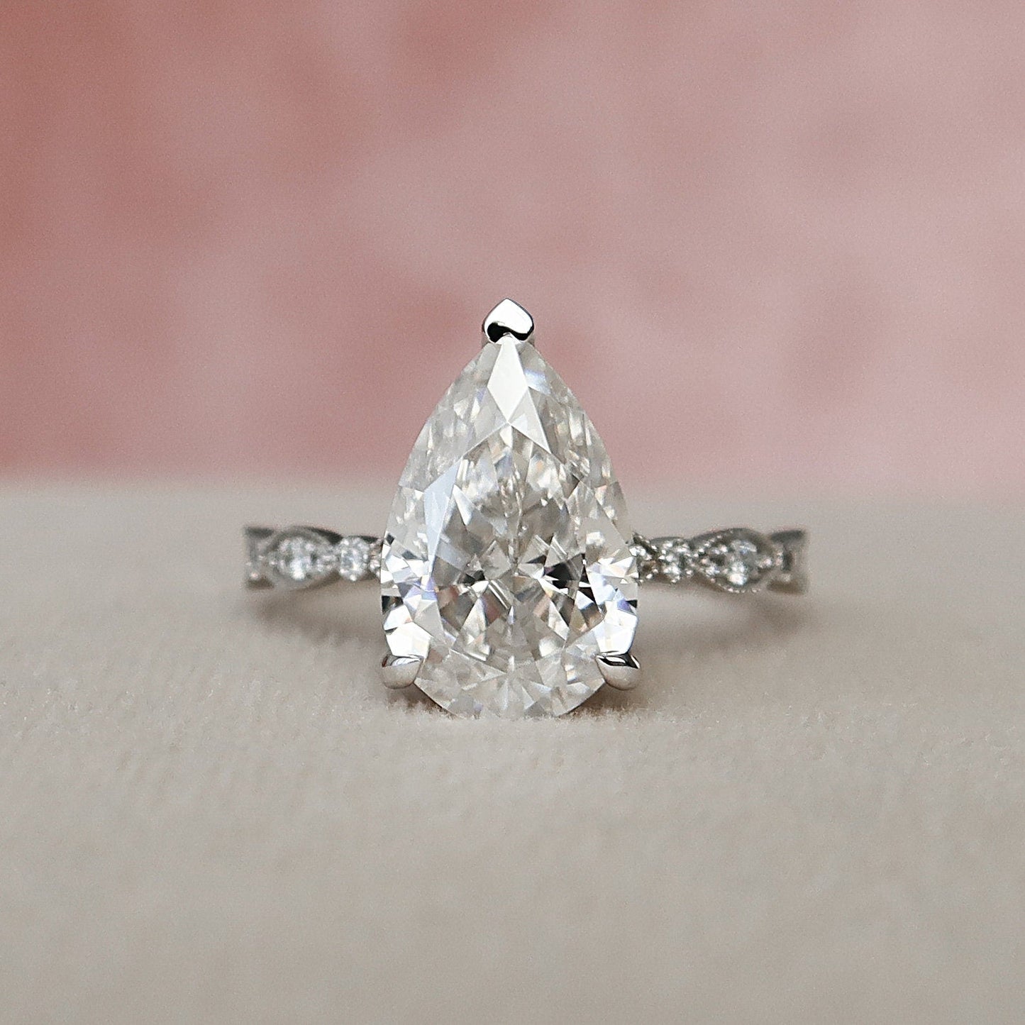 Stunning Pear Cut Moissanite Engagement Ring Gift For Her