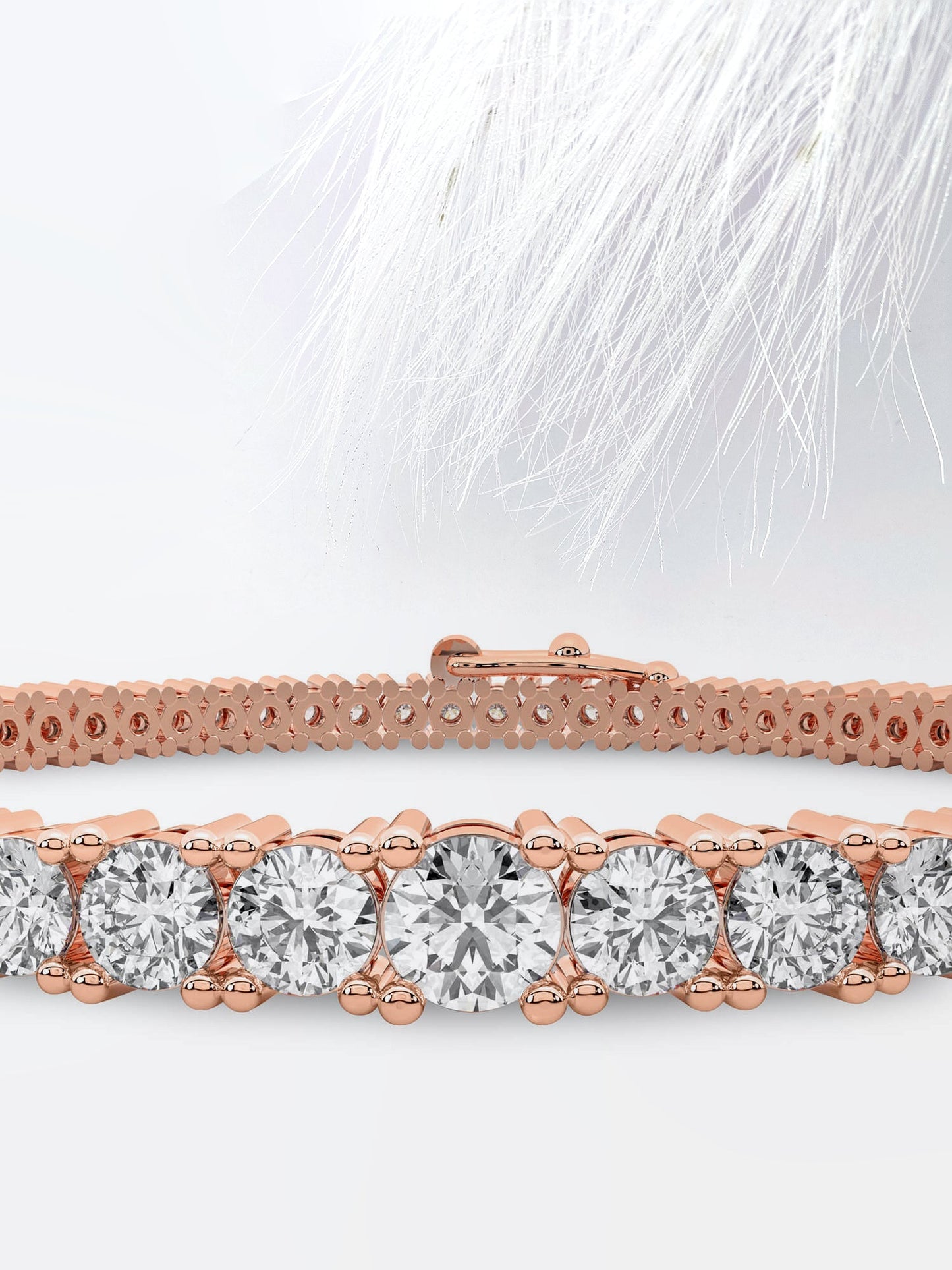 Stunning Round Cut Moissanite Tennis Engagement Bracelet 14k Rose Gold