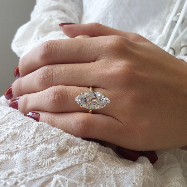 Solitaire Marquise Moissanite Engagement Ring For Her