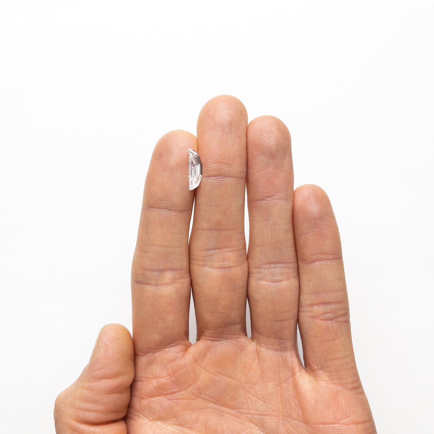 Colorless Step Cut Half Moon Moissanite Loose