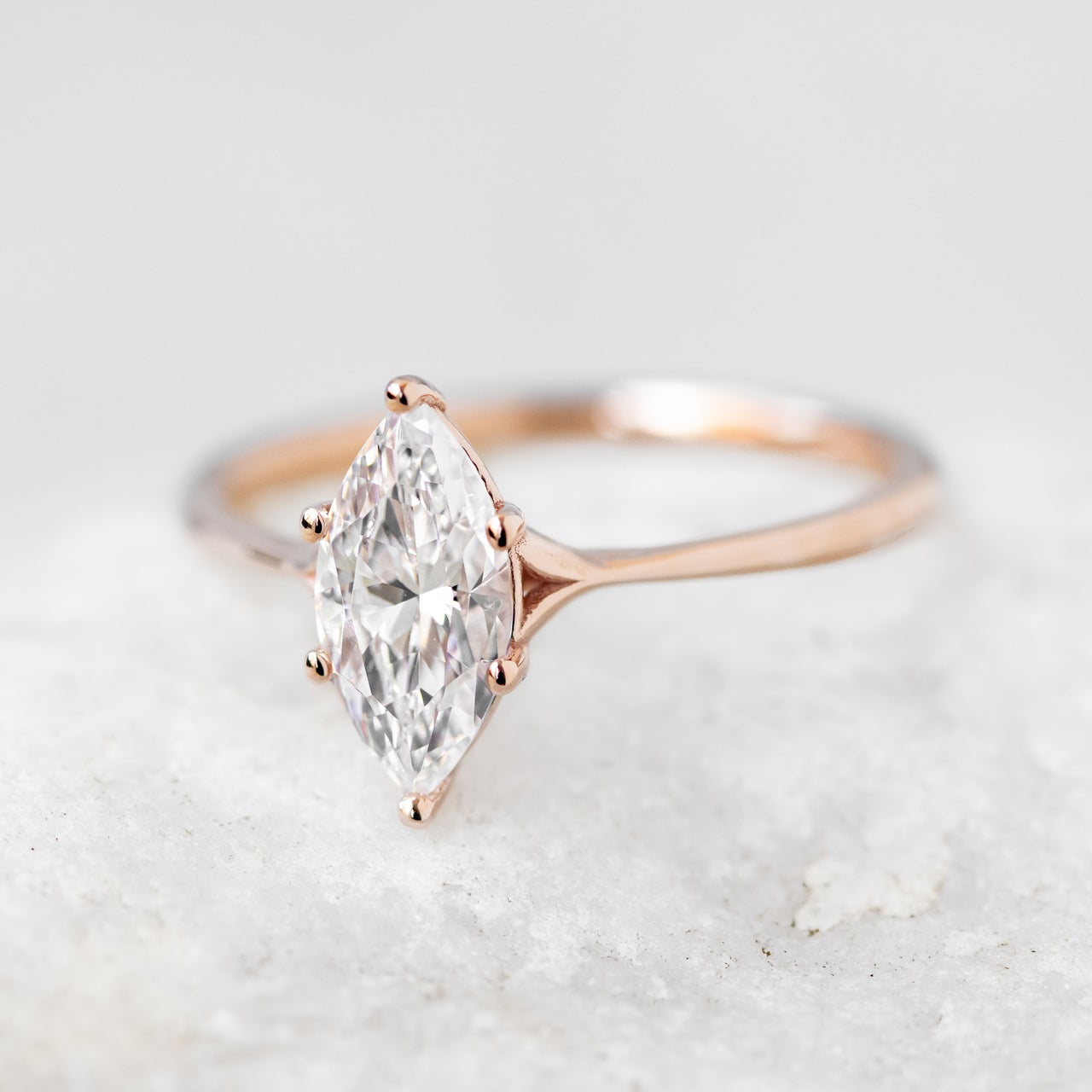 Stunning Solitaire Marquise Moissanite Engagement Ring For Her