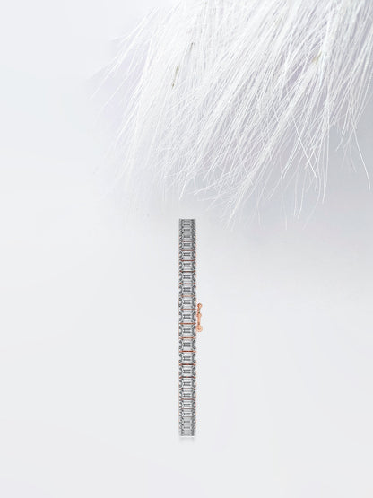 Emerald Tennis Colorless Moissanite Bridal Bracelet/ 10K Gold Engagement Bracelet