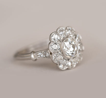 Unique Halo Round Cut Moissanite Engagement Ring For Her