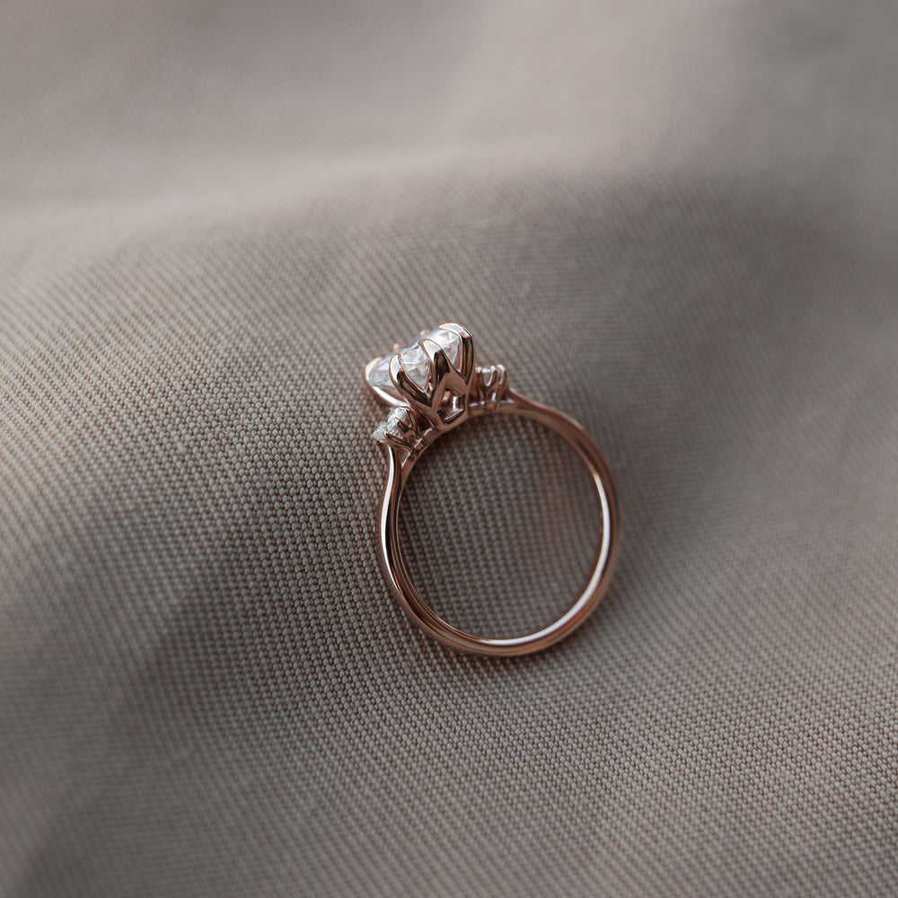 Three Stone Round Cut Moissanite Engagement Ring