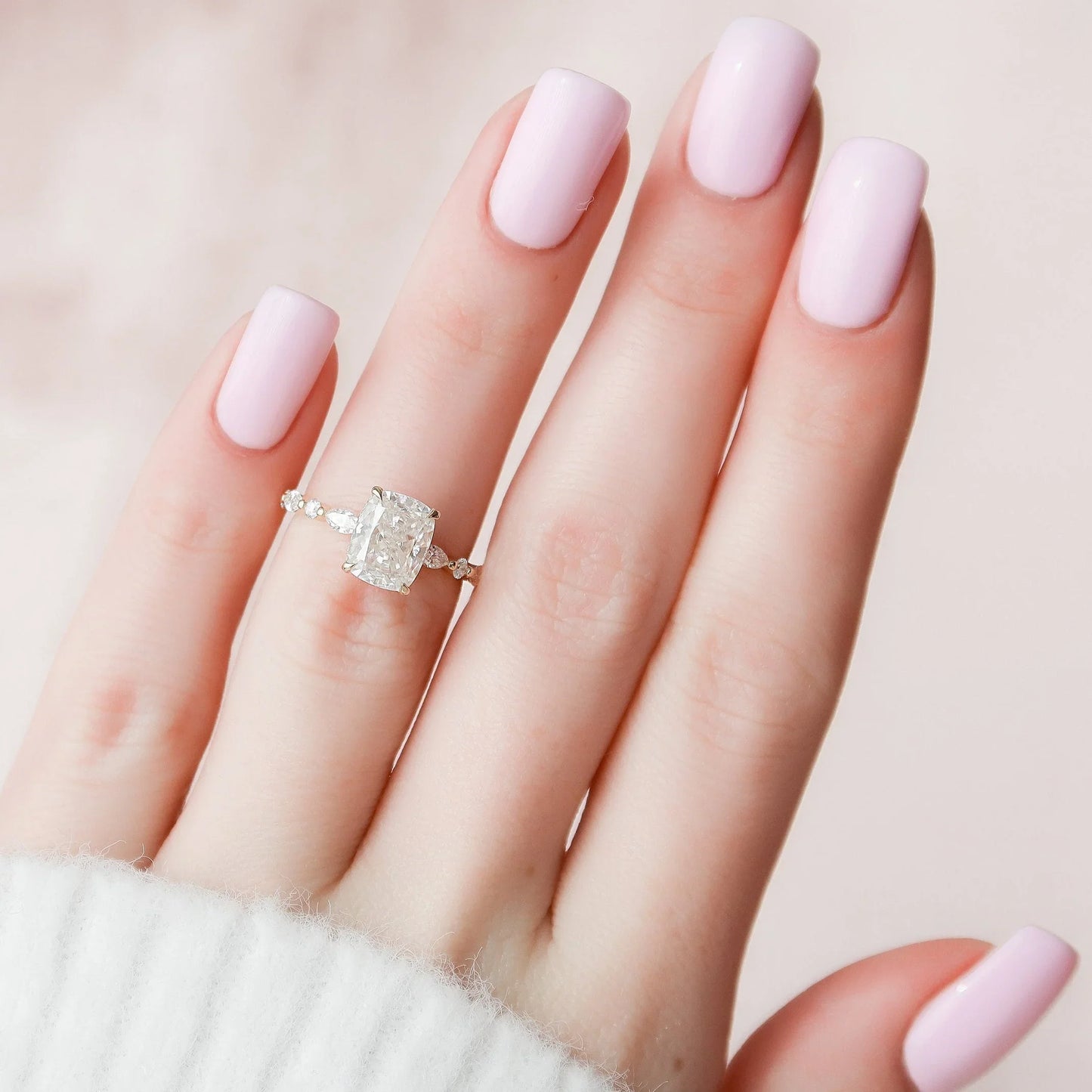 Elongated Cushion Cut Moissanite Promise Anniversary Ring