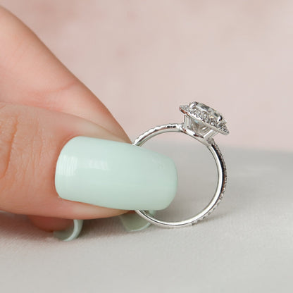 Starling Pave Halo Oval Cut Moissanite Promise Wedding RIng - JURA JEWEL