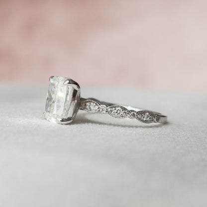 Elongated Cushion Cut Moissanite Proposal Bridal Ring For Her