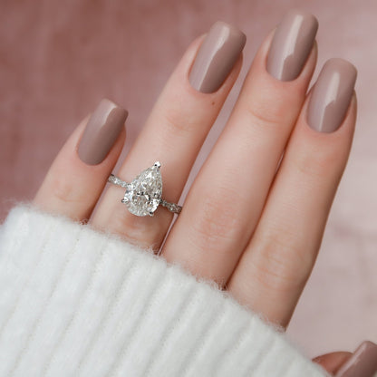 Stunning Pear Cut Moissanite Engagement Ring Gift For Her