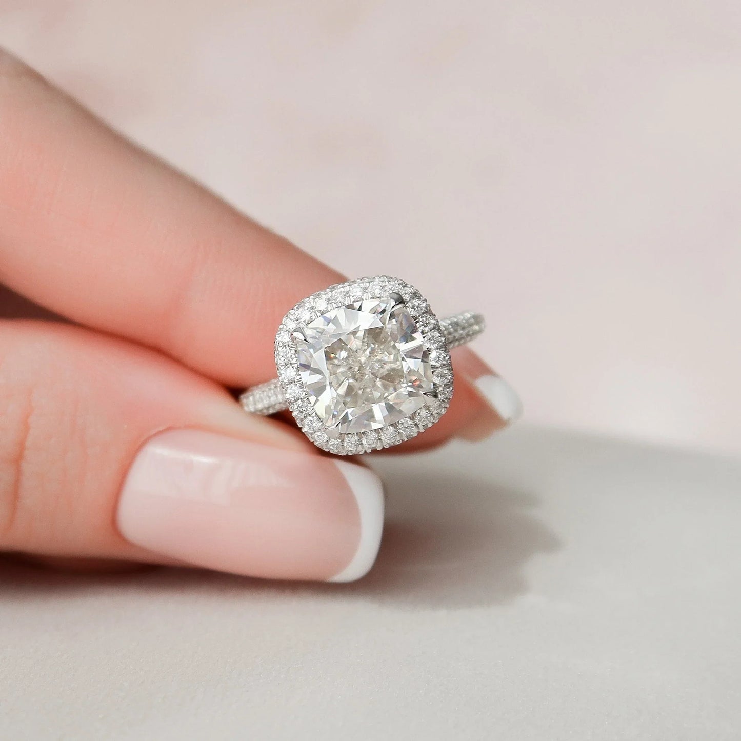 Halo Cushion Cut Moissanite Anniversary Ring For Her