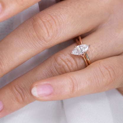 Stunning Solitaire Marquise Moissanite Engagement Ring For Her