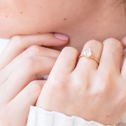 Pave Set Pear Cut Moissanite Engagement Ring For HIm